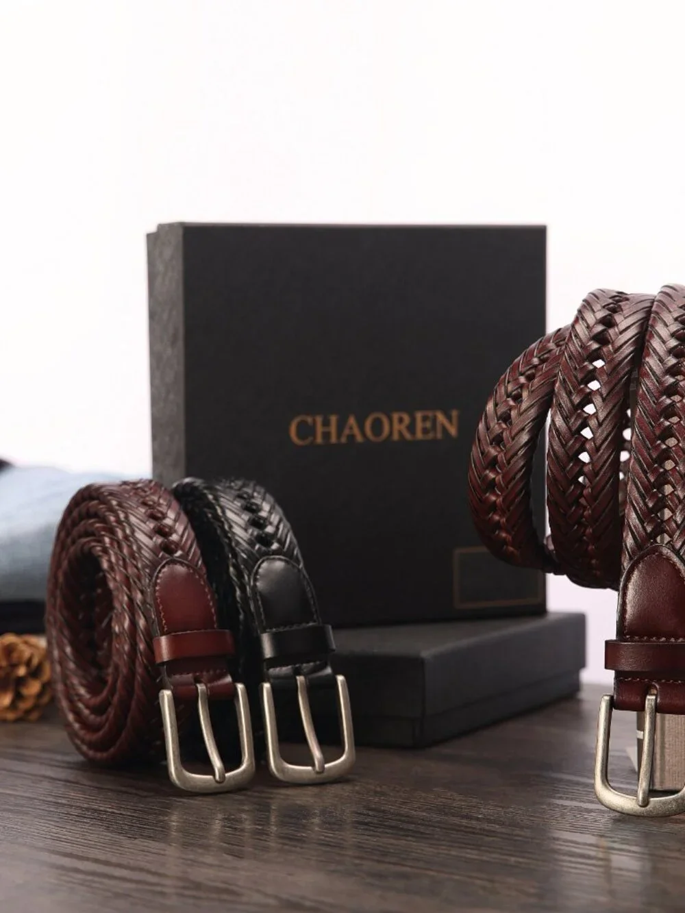 Handcrafted Woven Leather Belt - 1 1/8
